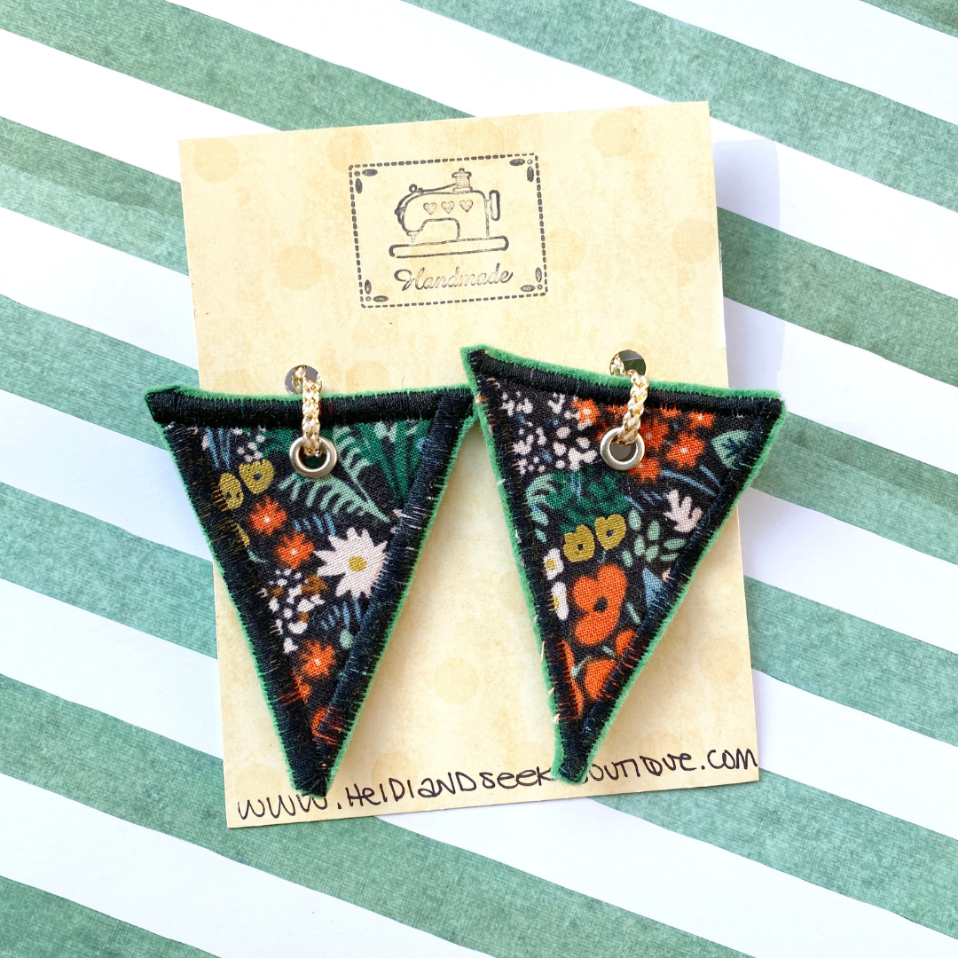 Forest Flower Triangle Earrings