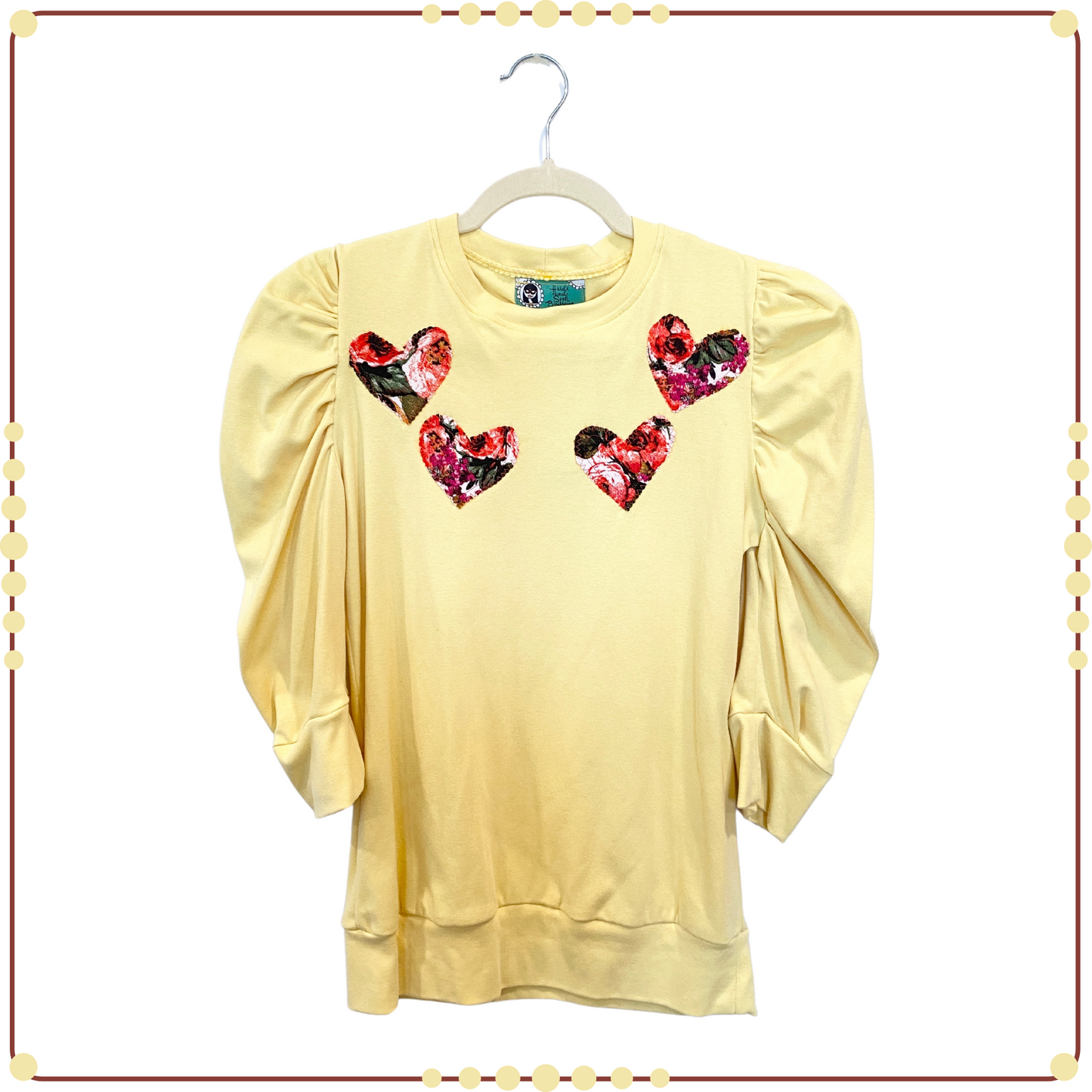 M - Yellow Puffed Sleeve Sweatshirt