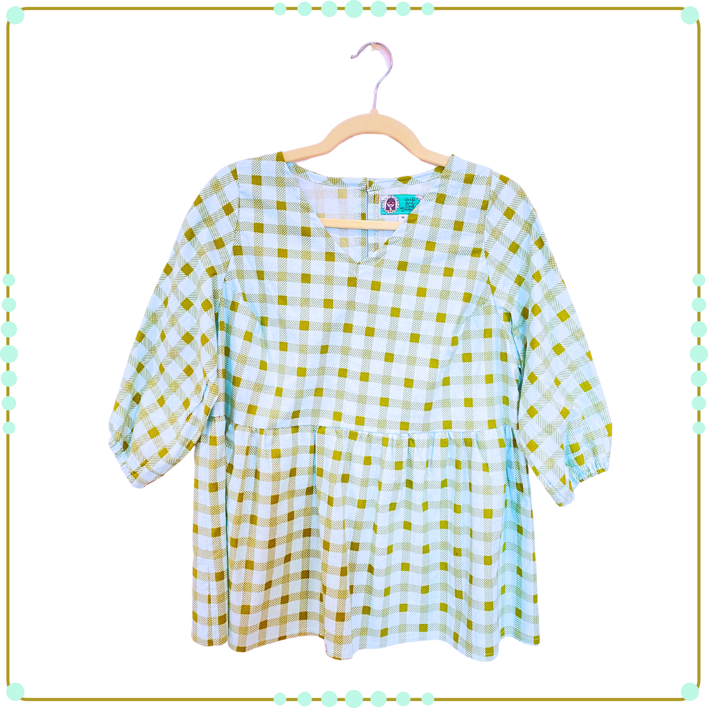 M/XL - Spring Blouse - Minty Plaid
