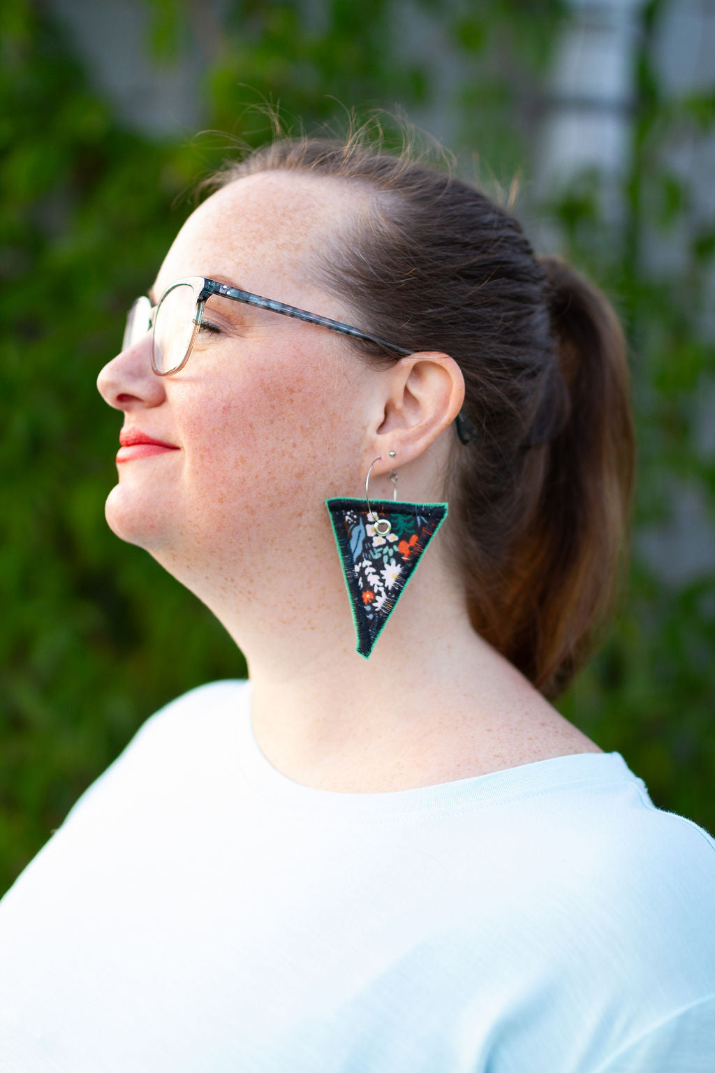 Forest Flower Triangle Earrings