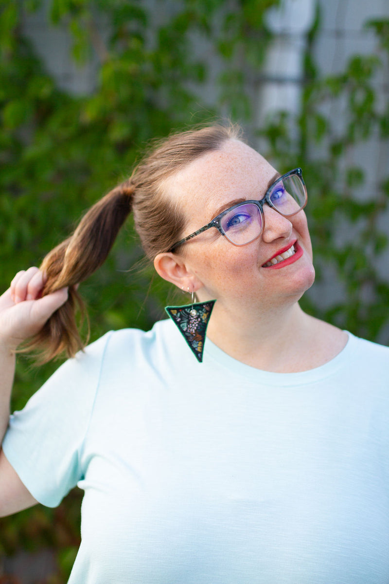 Forest Flower Triangle Earrings