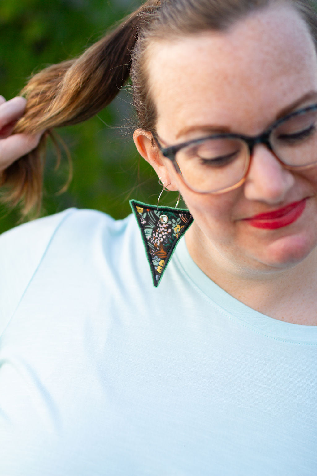 Forest Flower Triangle Earrings
