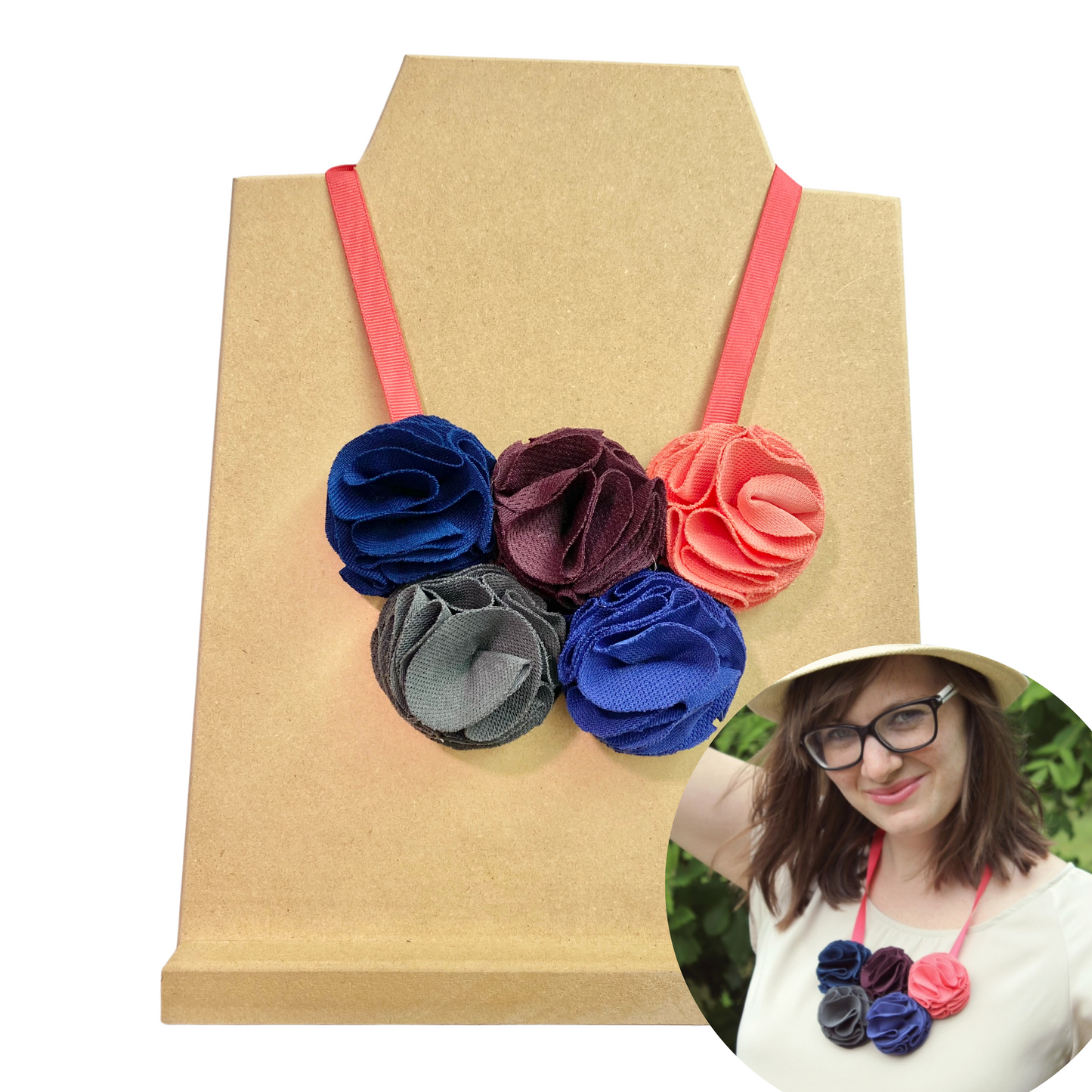 Floral Statement Necklace in Pink Pop