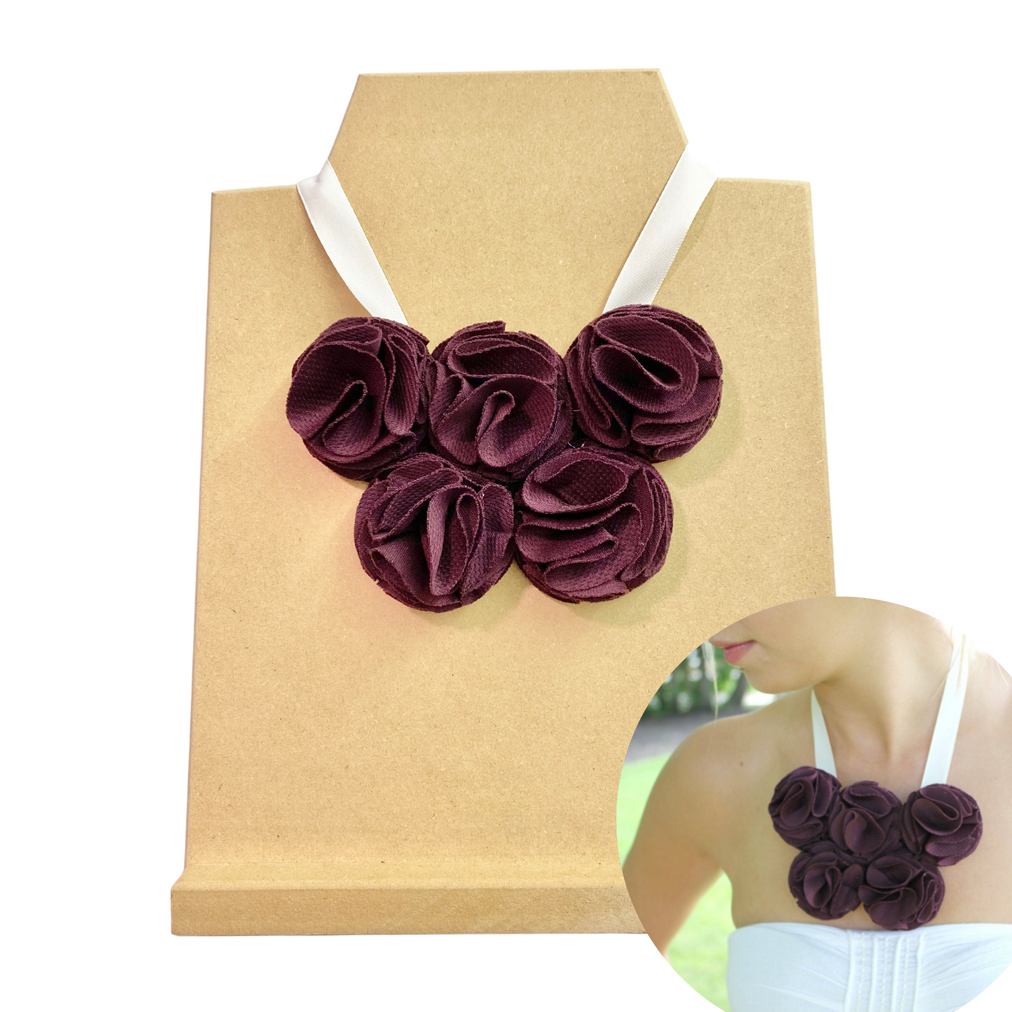 Floral Statement Necklace in Aubergene