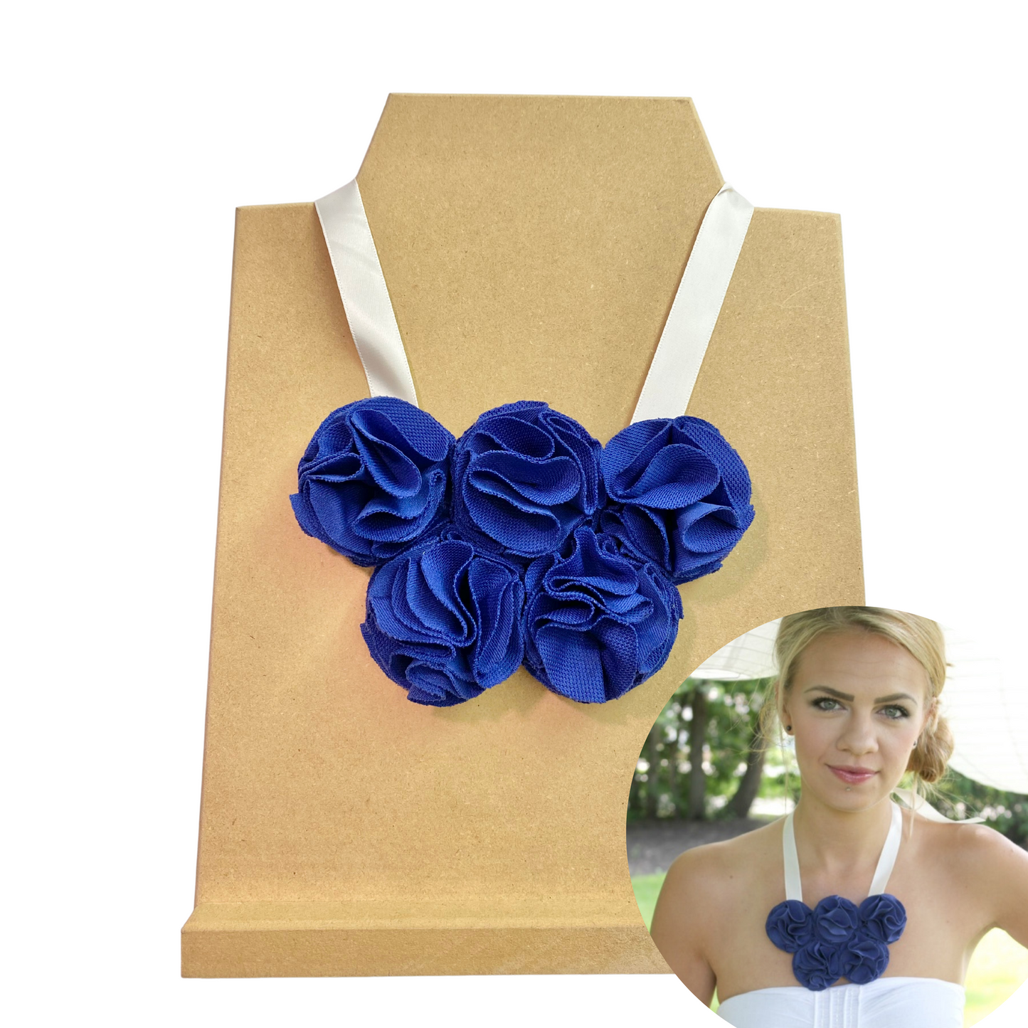 Flower Statement Necklace in Cerulean