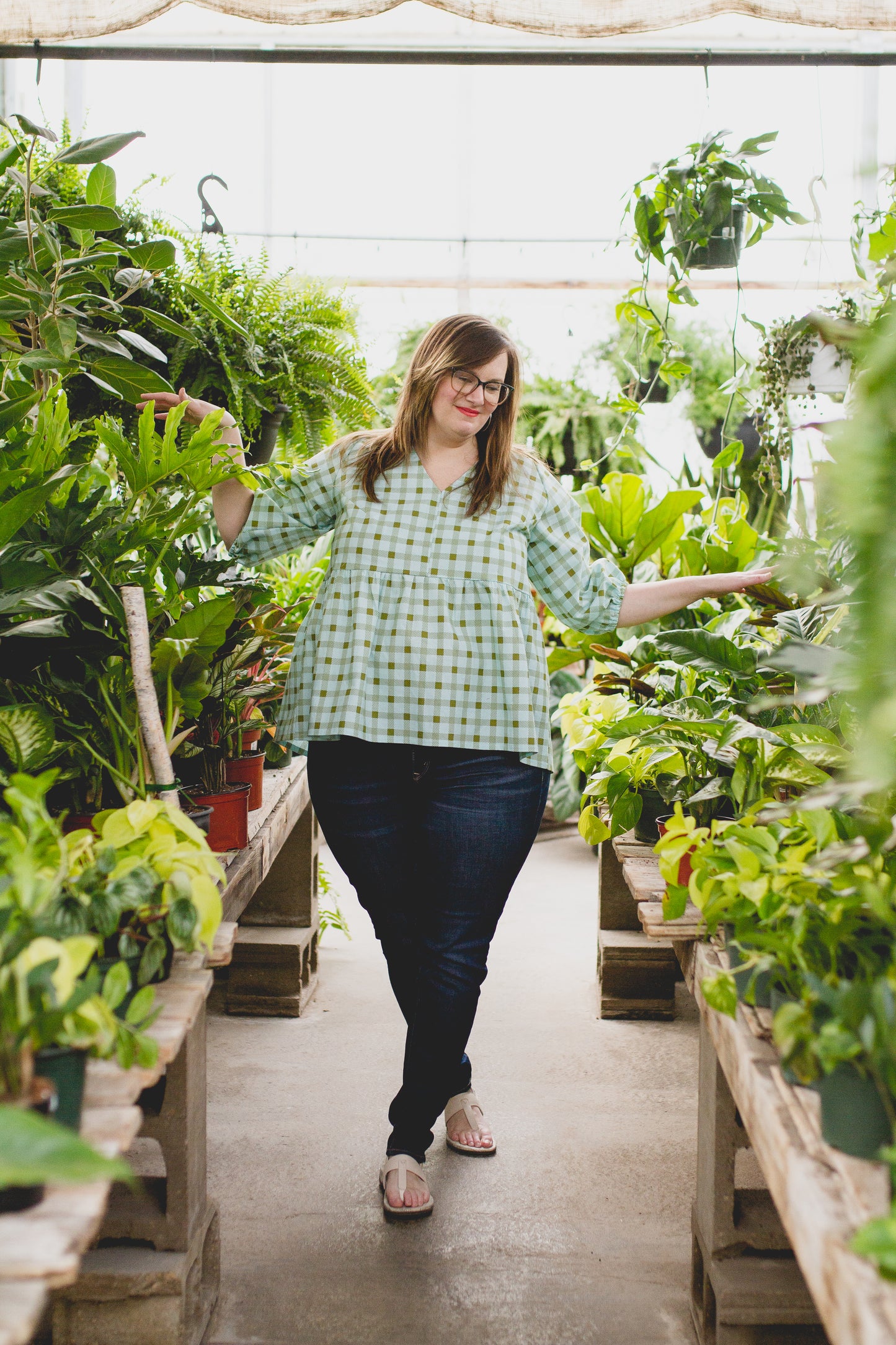 M/XL - Spring Blouse - Minty Plaid