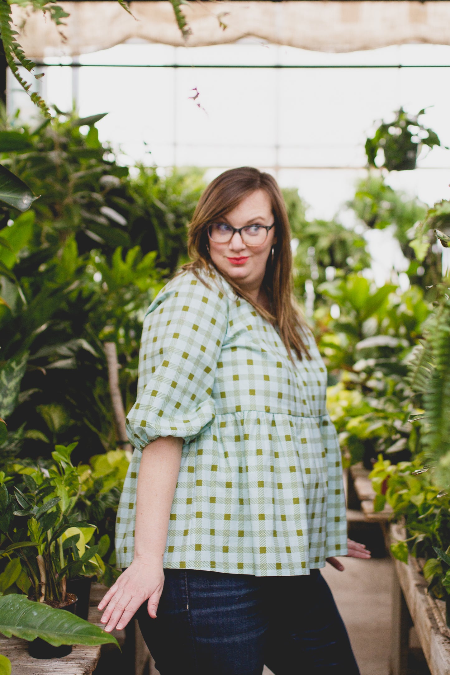 M/XL - Spring Blouse - Minty Plaid