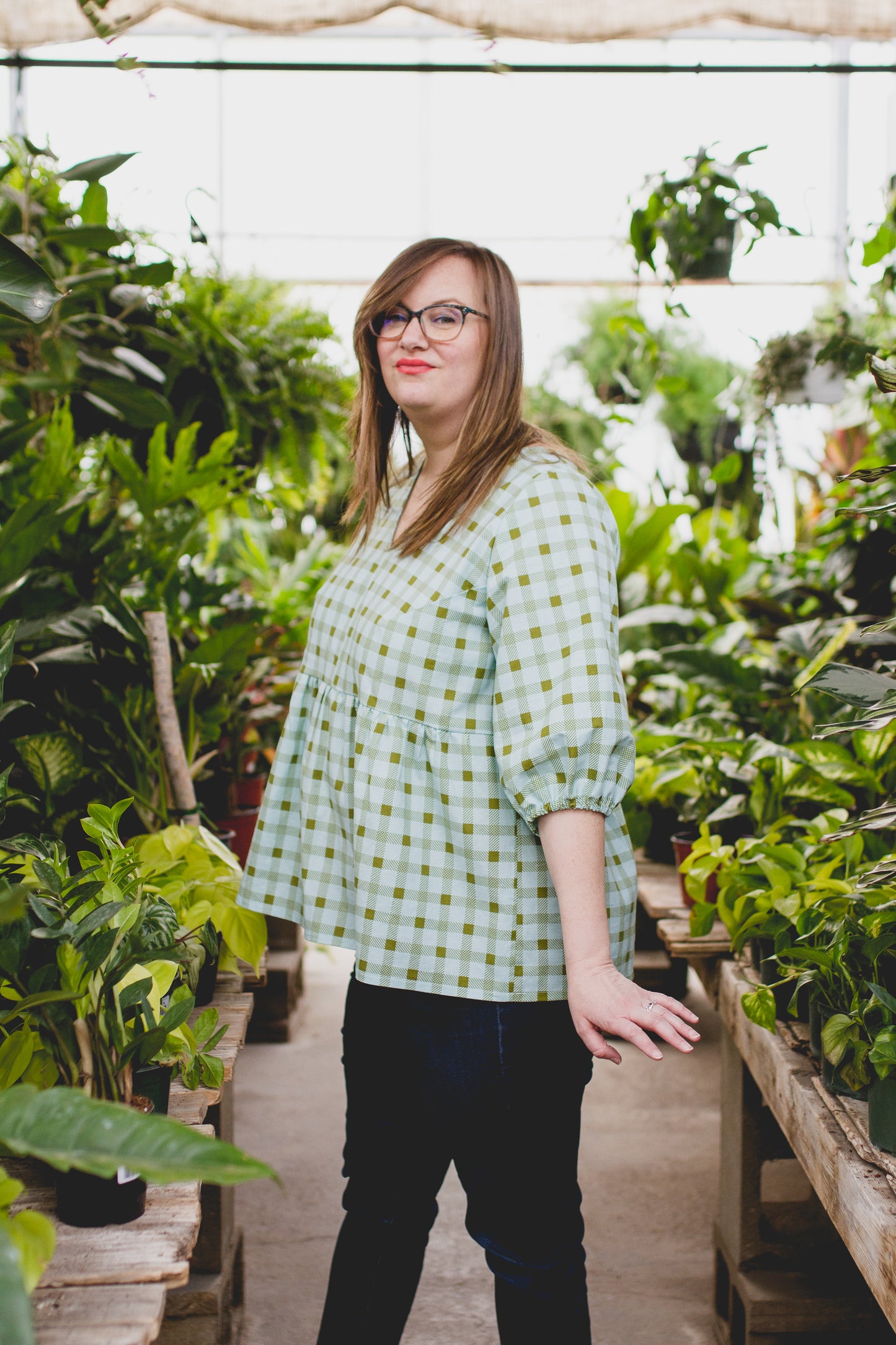 M/XL - Spring Blouse - Minty Plaid