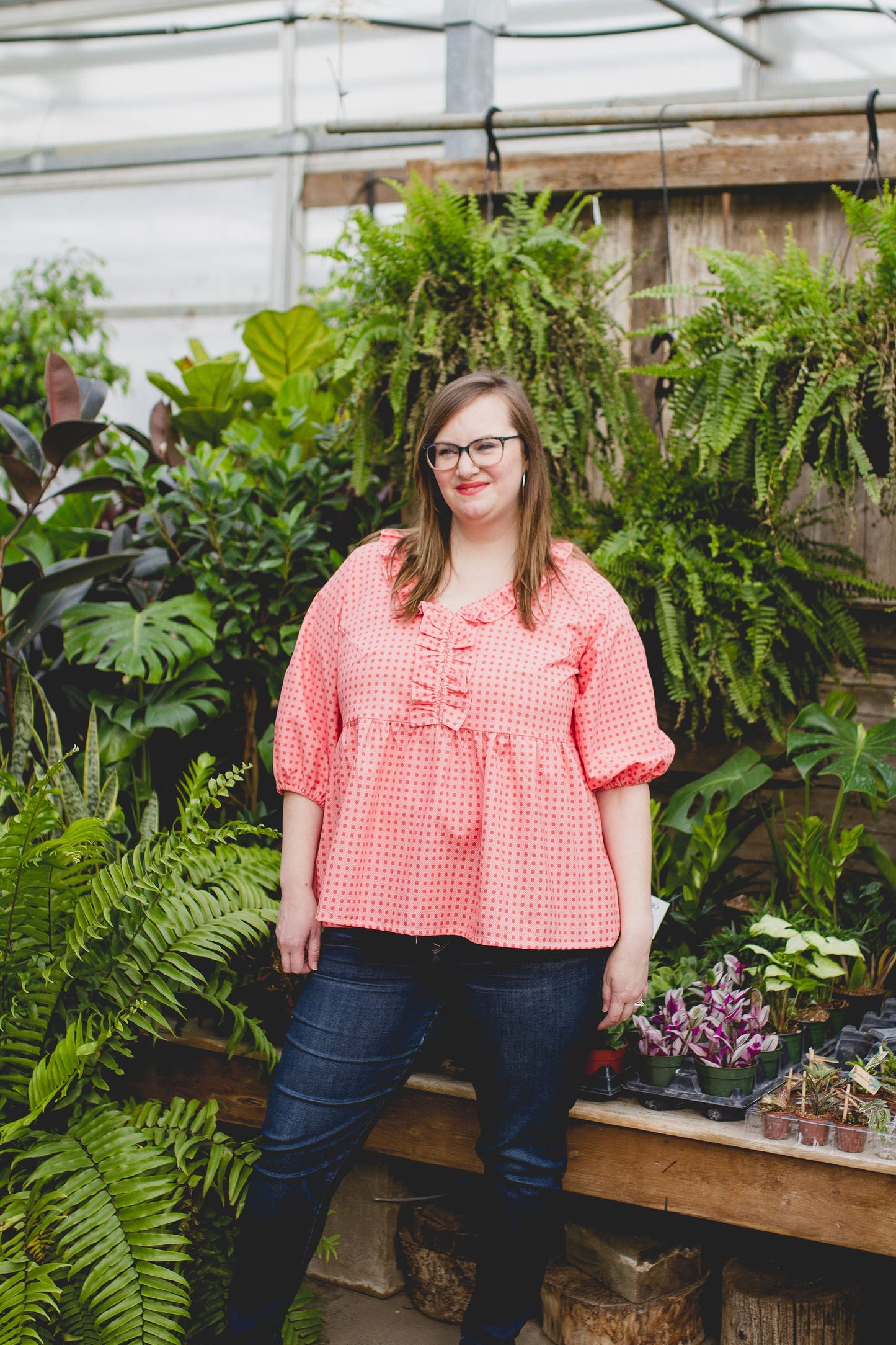 XS/L - Spring Blouse - Coral Dot