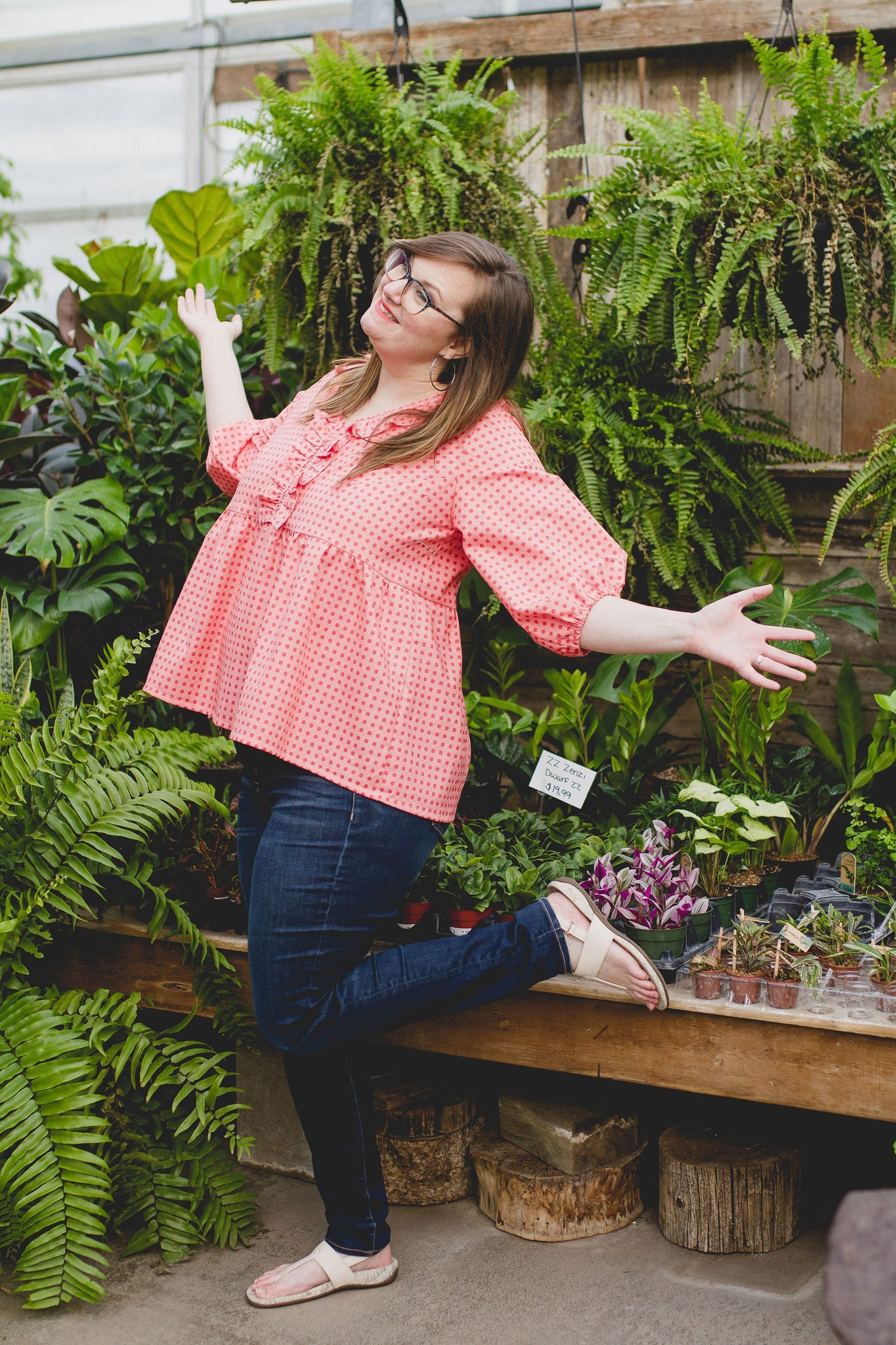 XS/L - Spring Blouse - Coral Dot