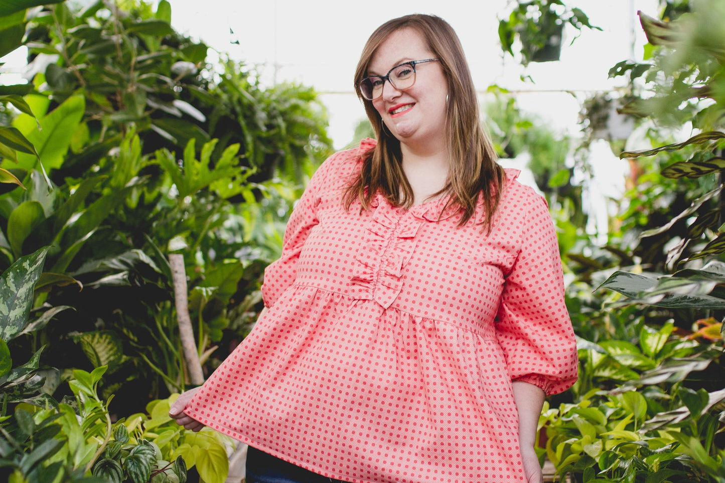 XS/L - Spring Blouse - Coral Dot