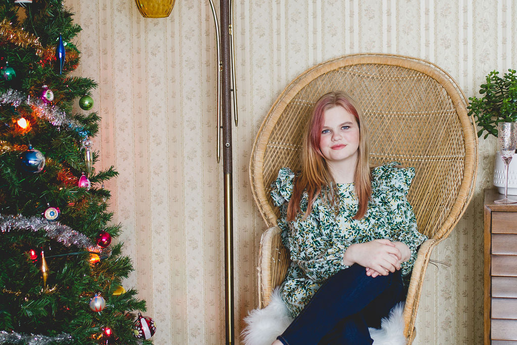 Custom Holiday Ruffle Top in Mint Julep