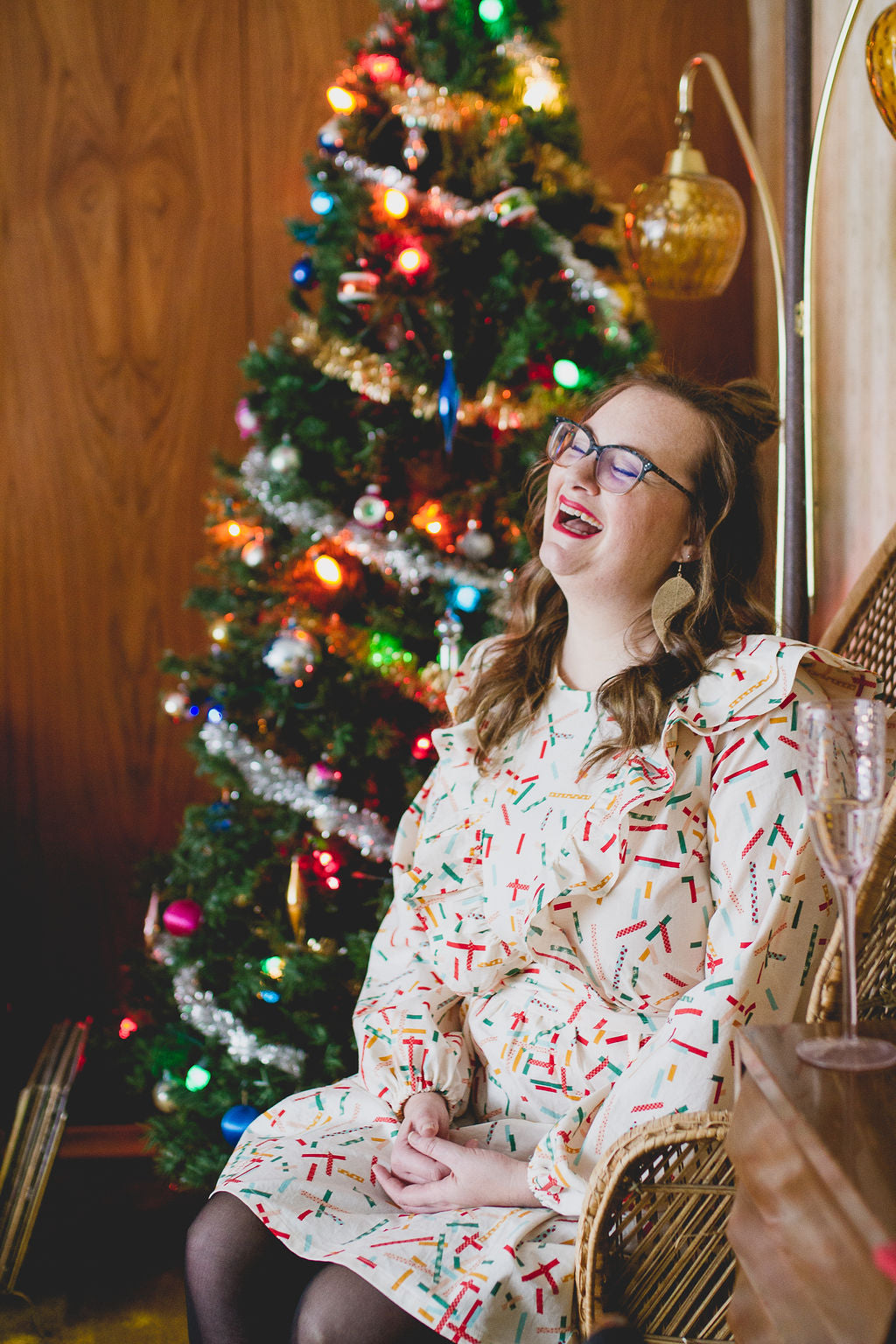 Custom Holiday Ruffle Dress in Confetti