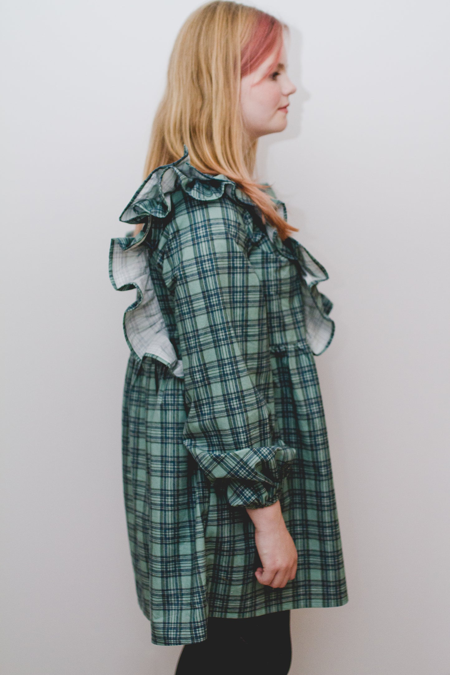 Custom Holiday Ruffle Dress in Festive Plaid
