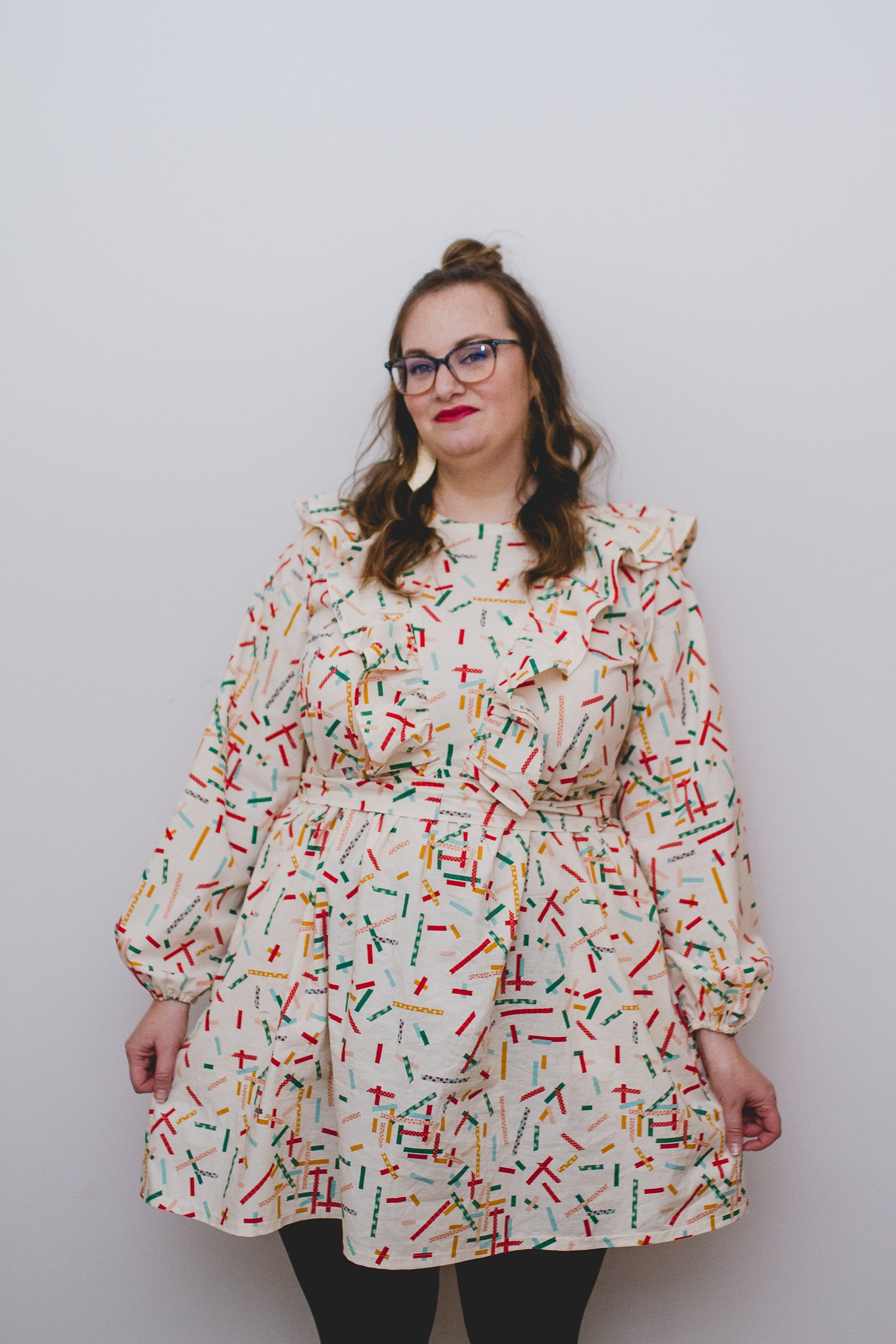 Custom Holiday Ruffle Dress in Confetti