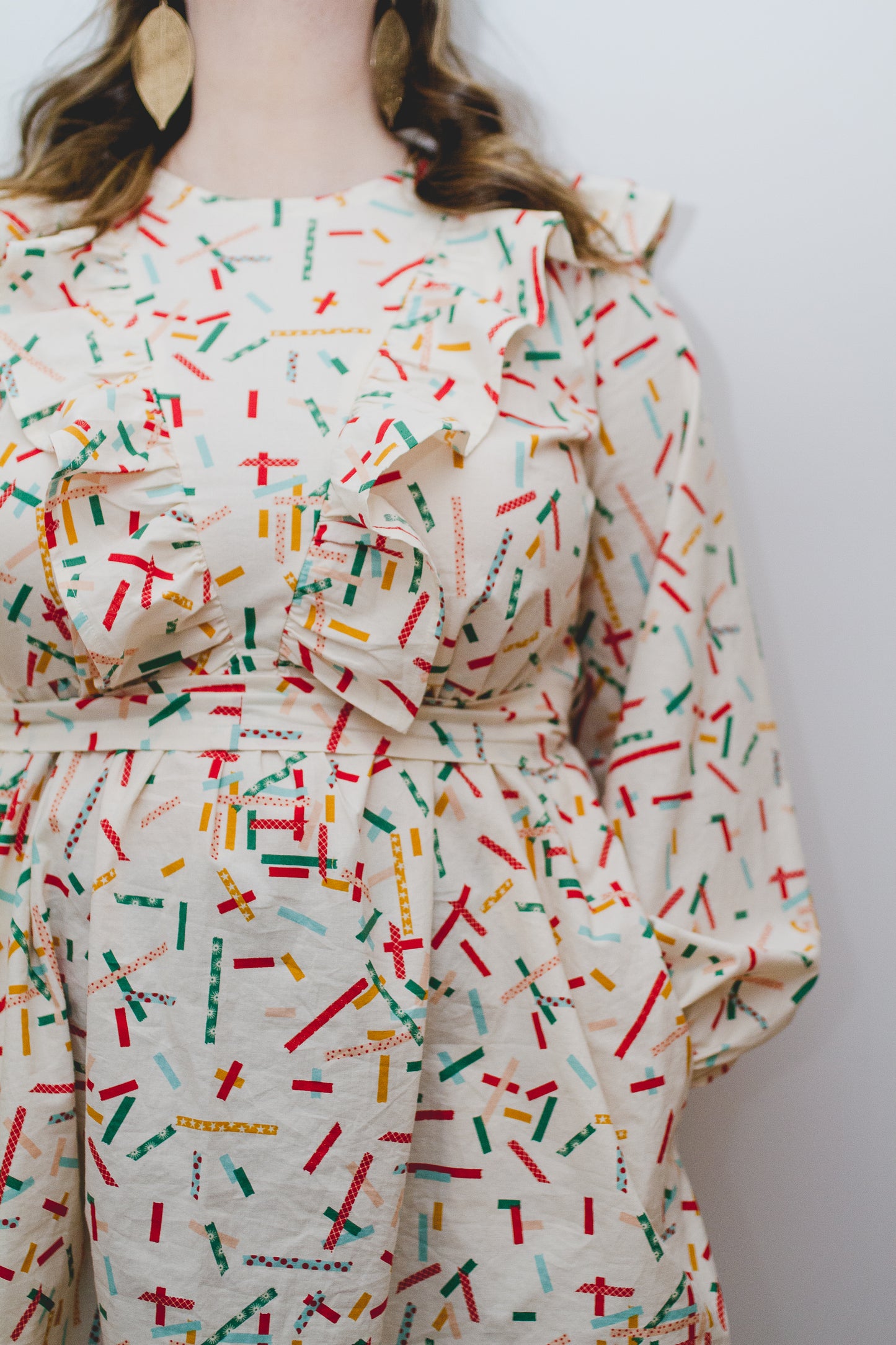 Custom Holiday Ruffle Dress in Confetti