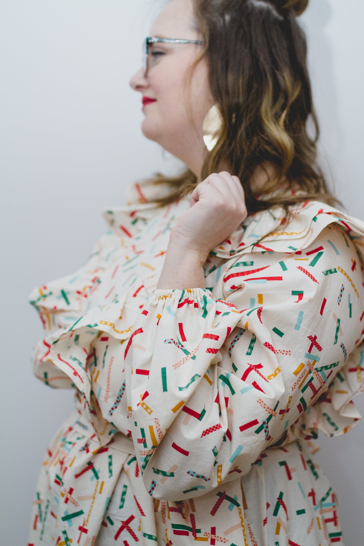 Custom Holiday Ruffle Dress in Confetti