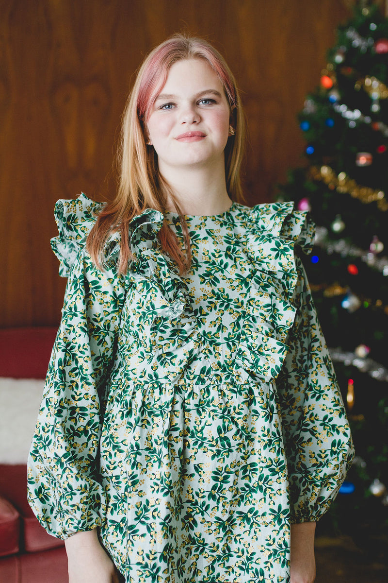 Custom Holiday Ruffle Top in Mint Julep