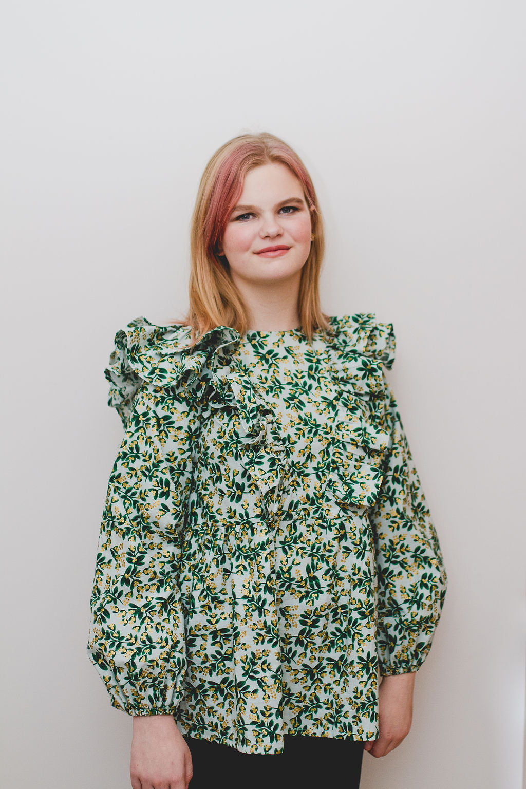 Custom Holiday Ruffle Top in Mint Julep