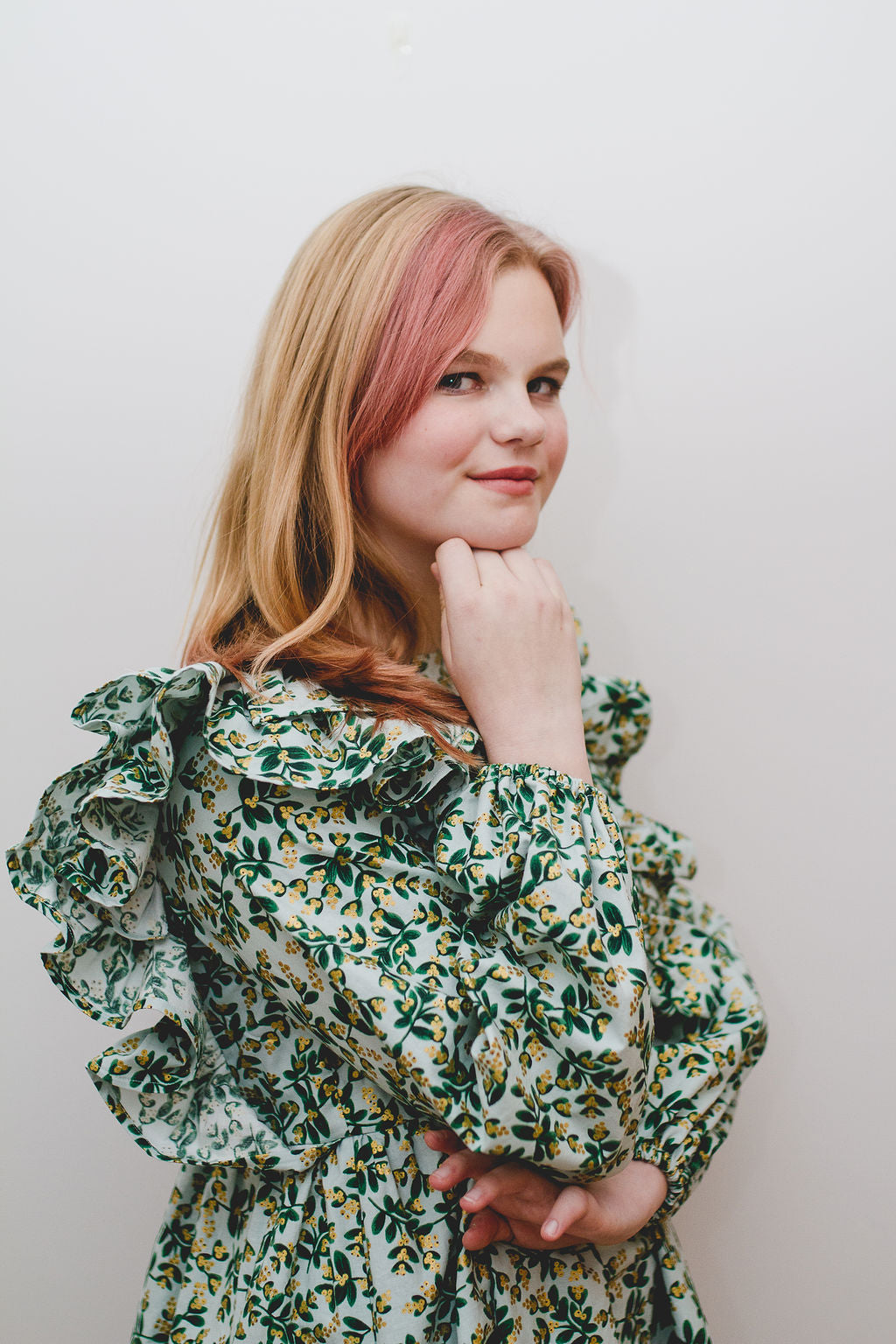 Custom Holiday Ruffle Top in Mint Julep