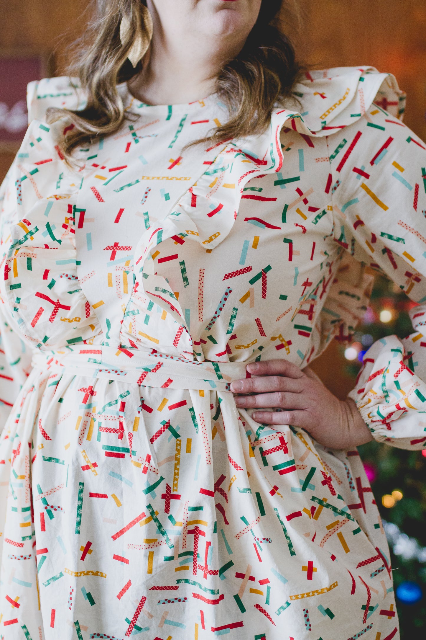 Custom Holiday Ruffle Dress in Confetti