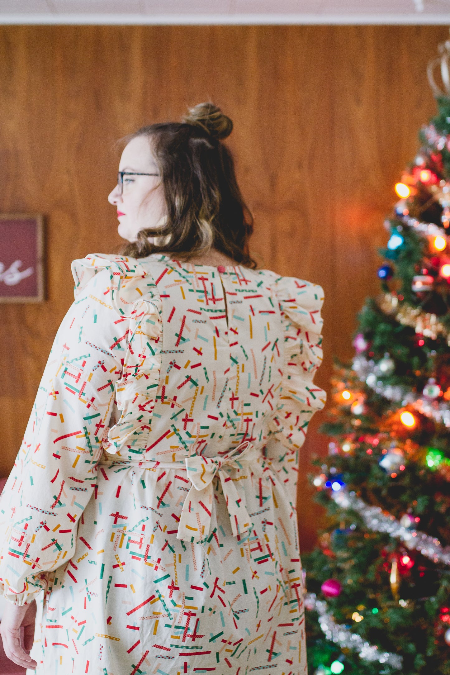 Custom Holiday Ruffle Dress in Confetti