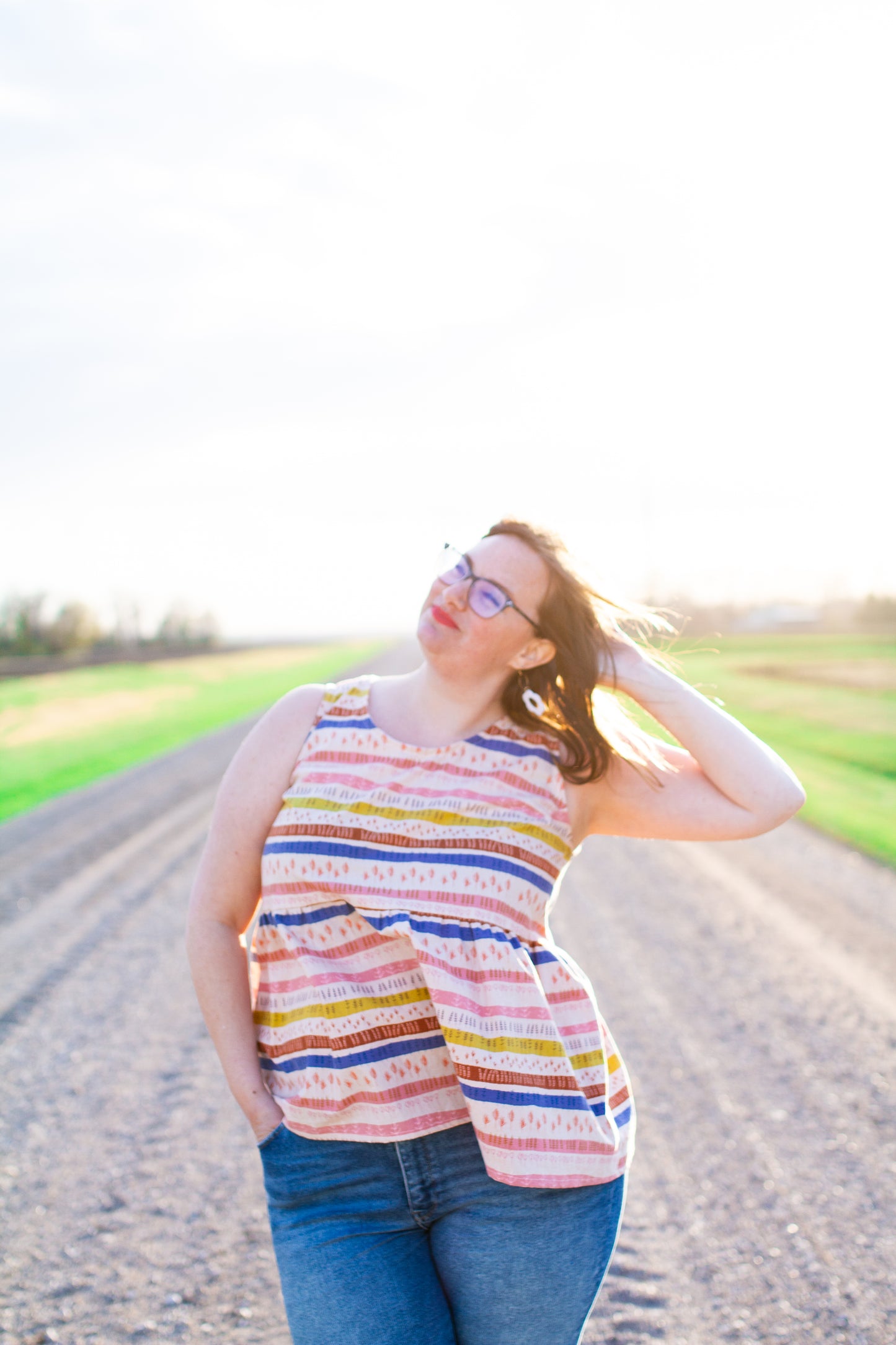 MEDIUM Cotton + Steel Firelight Stripes Summer Tank Top