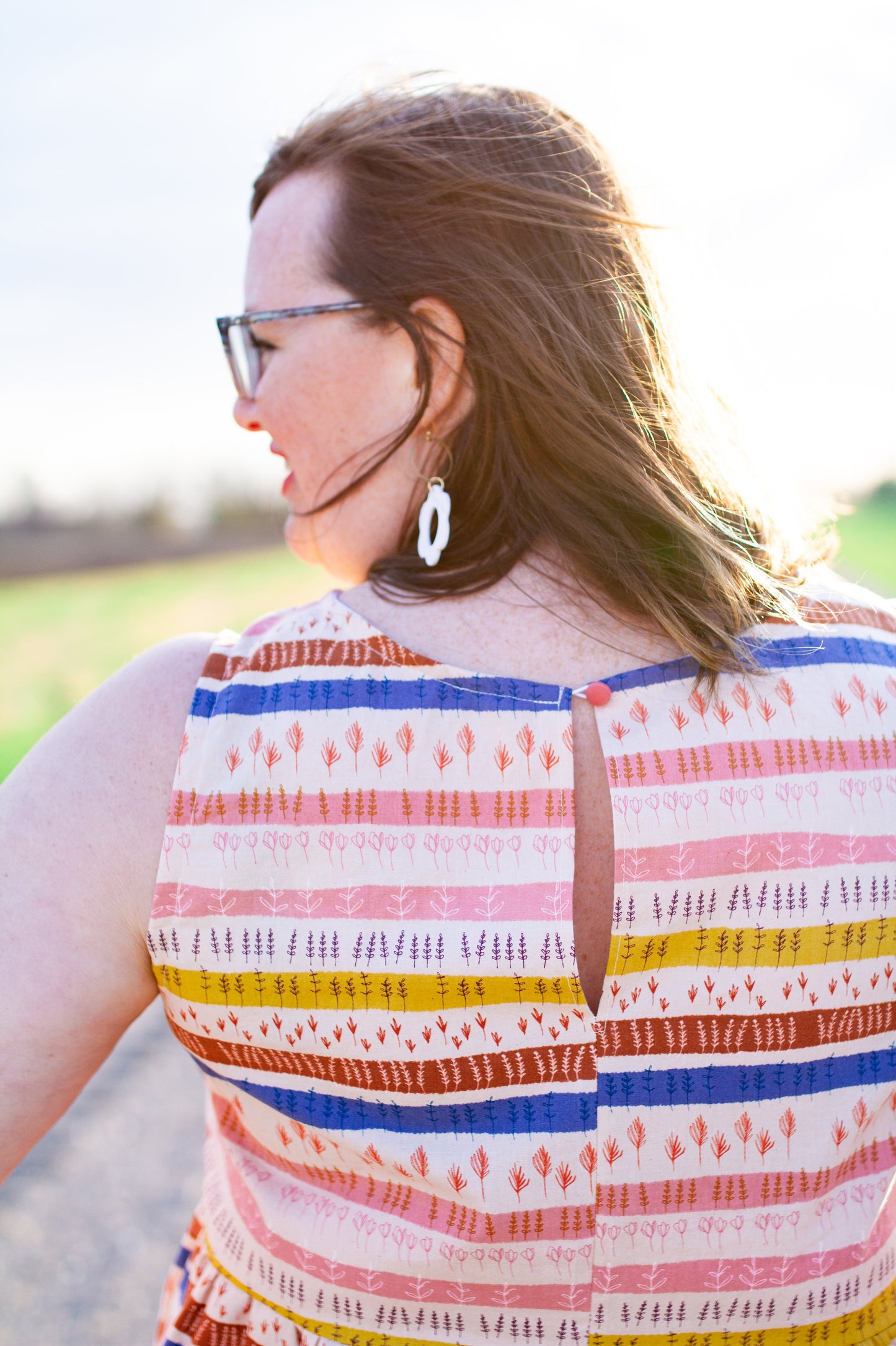 MEDIUM Cotton + Steel Firelight Stripes Summer Tank Top