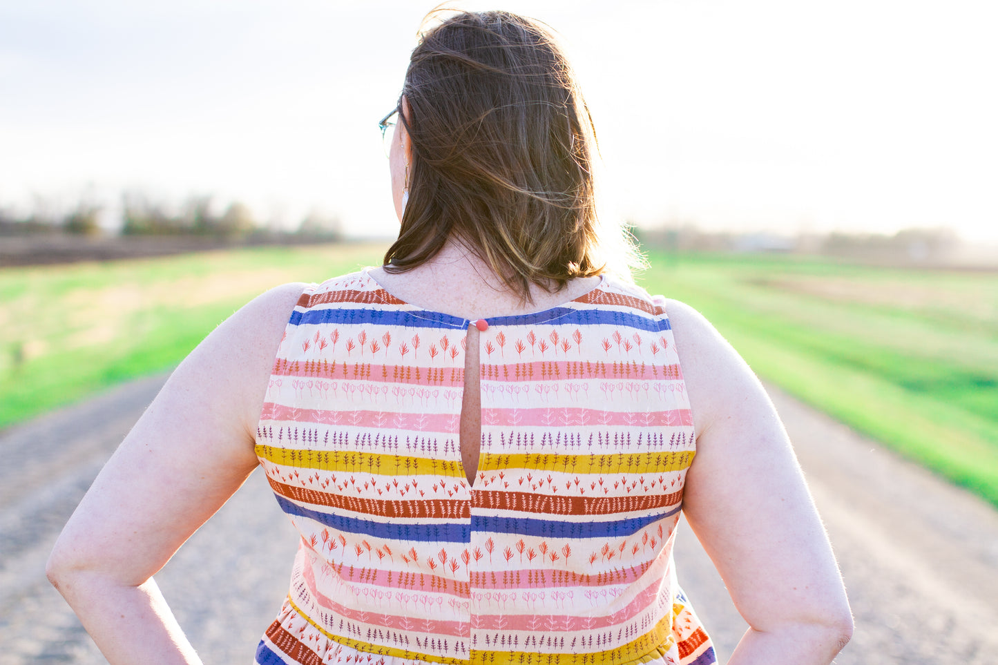 MEDIUM Cotton + Steel Firelight Stripes Summer Tank Top