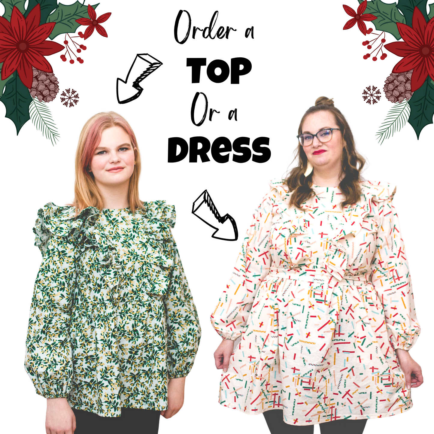 Custom Holiday Ruffle Dress in Confetti