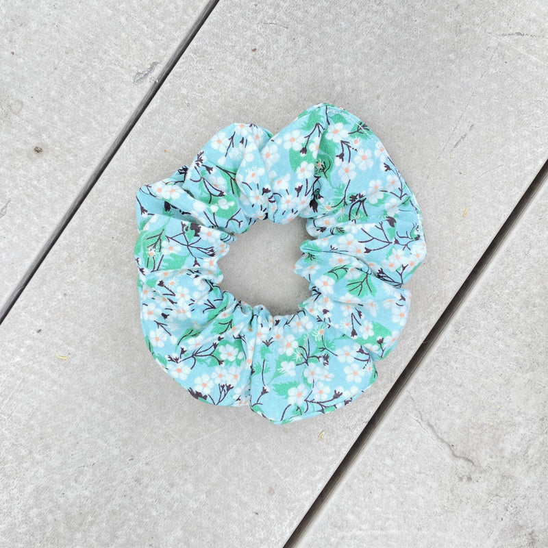 Mint Floral Scrunchie