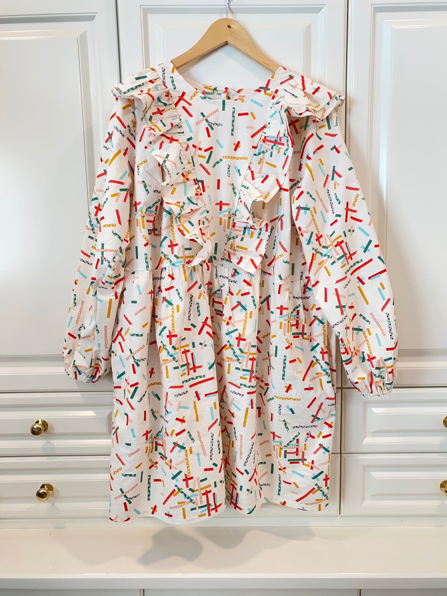 Custom Holiday Ruffle Dress in Confetti