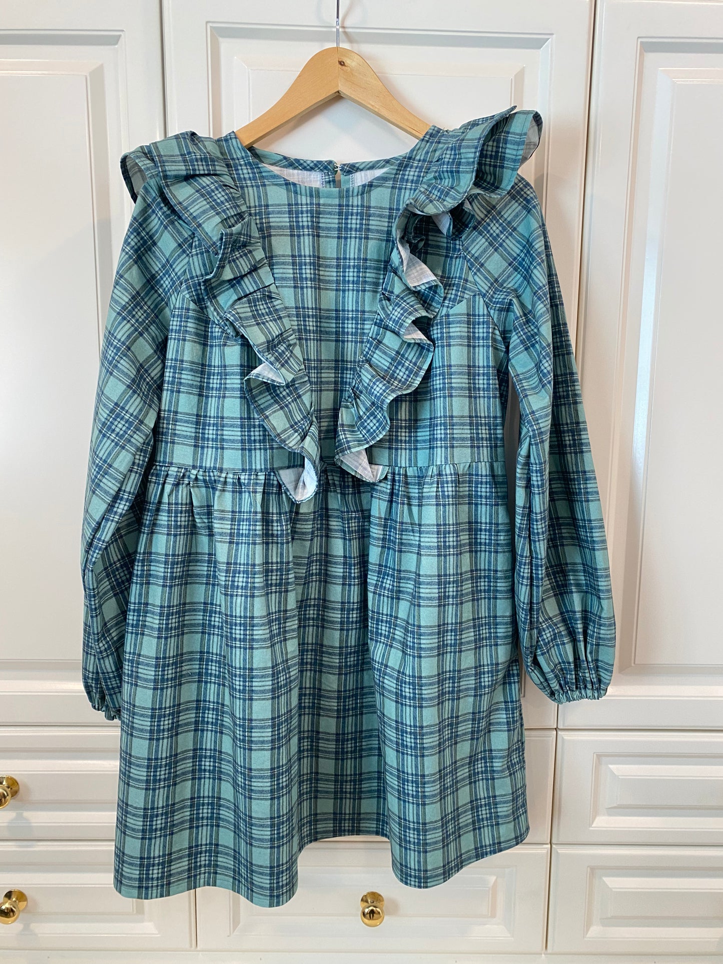 Custom Holiday Ruffle Dress in Festive Plaid