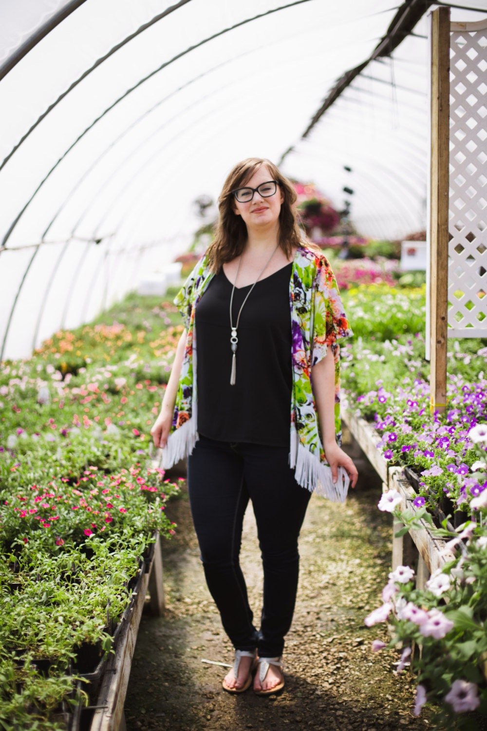 ONE SIZE - Boho Kimono with Fringe - Neon Splash
