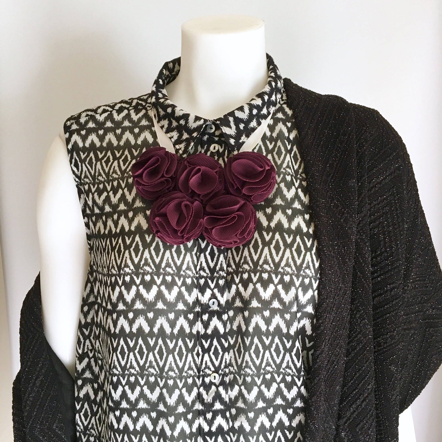 Floral Statement Necklace in Aubergene