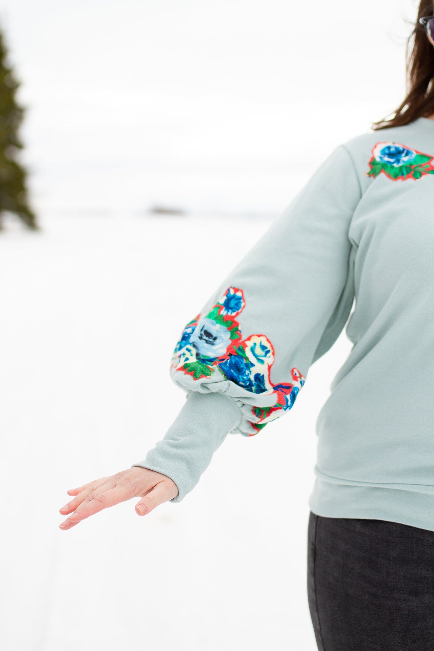 Mint Bubble Sleeve Sweatshirt