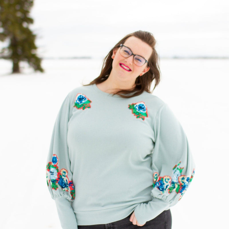 Mint Bubble Sleeve Sweatshirt