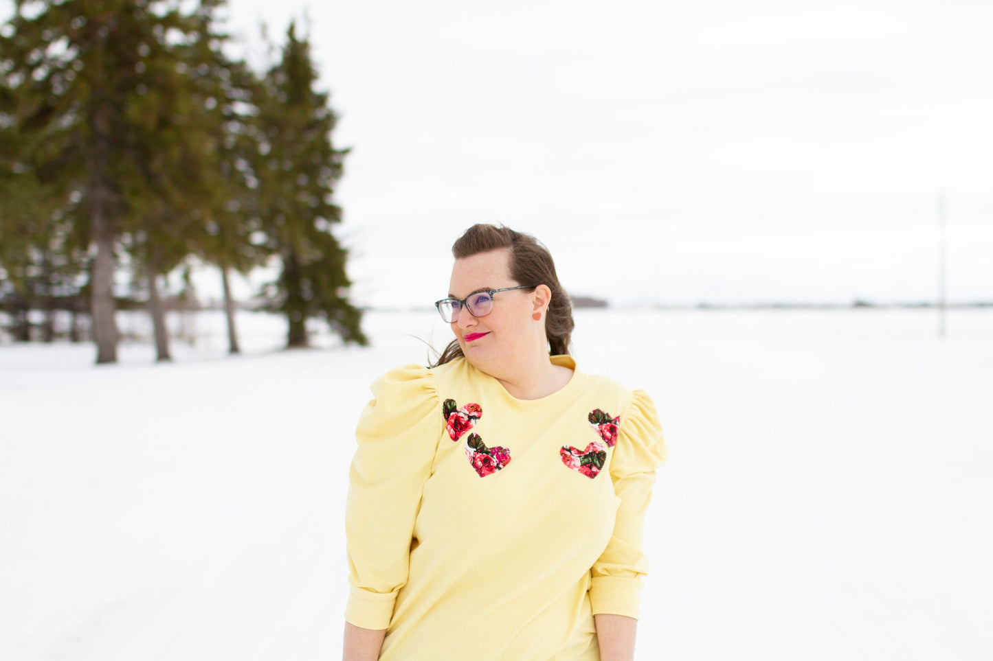 M - Yellow Puffed Sleeve Sweatshirt