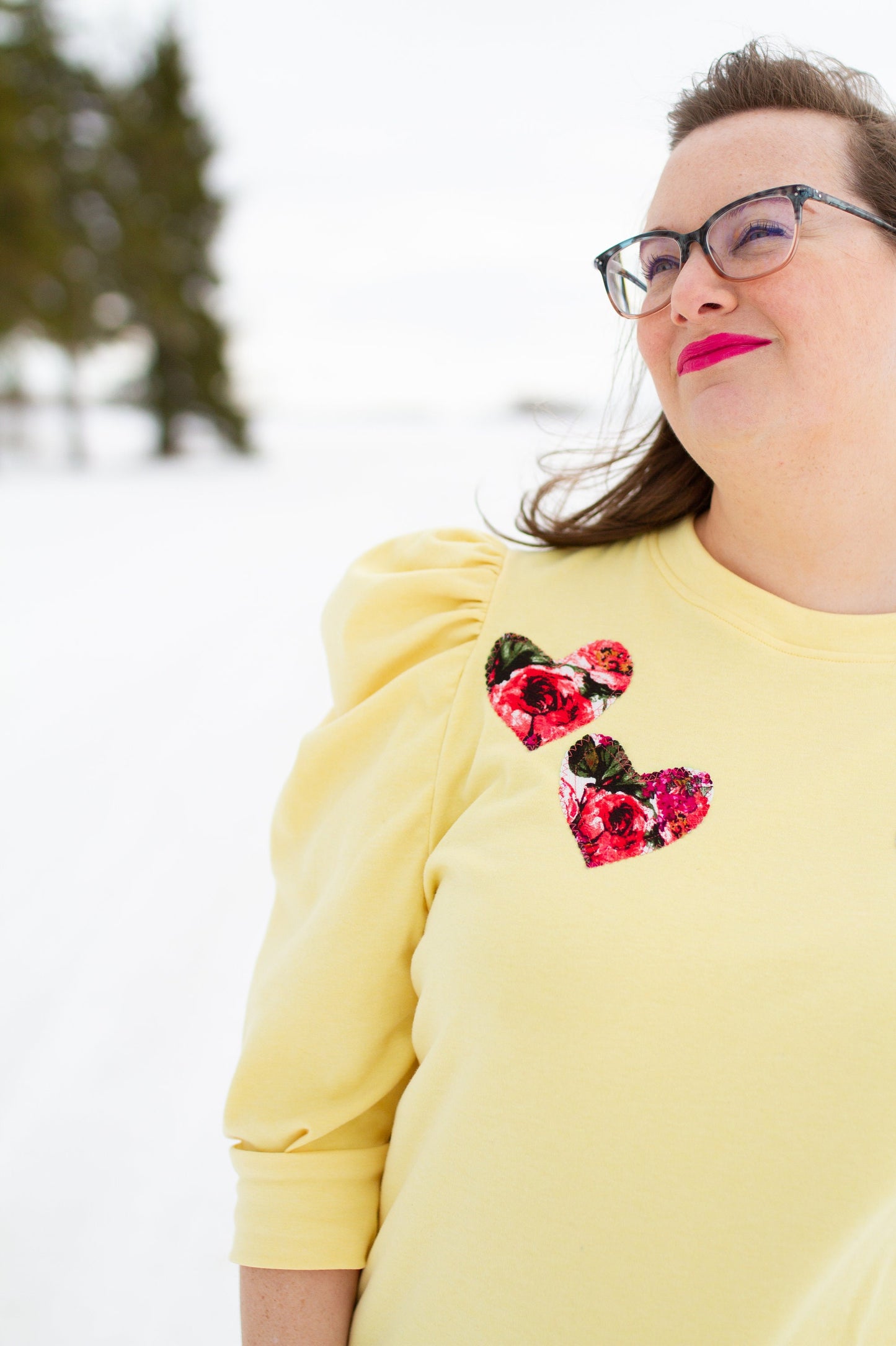 M - Yellow Puffed Sleeve Sweatshirt