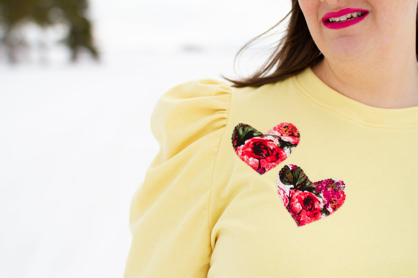 M - Yellow Puffed Sleeve Sweatshirt
