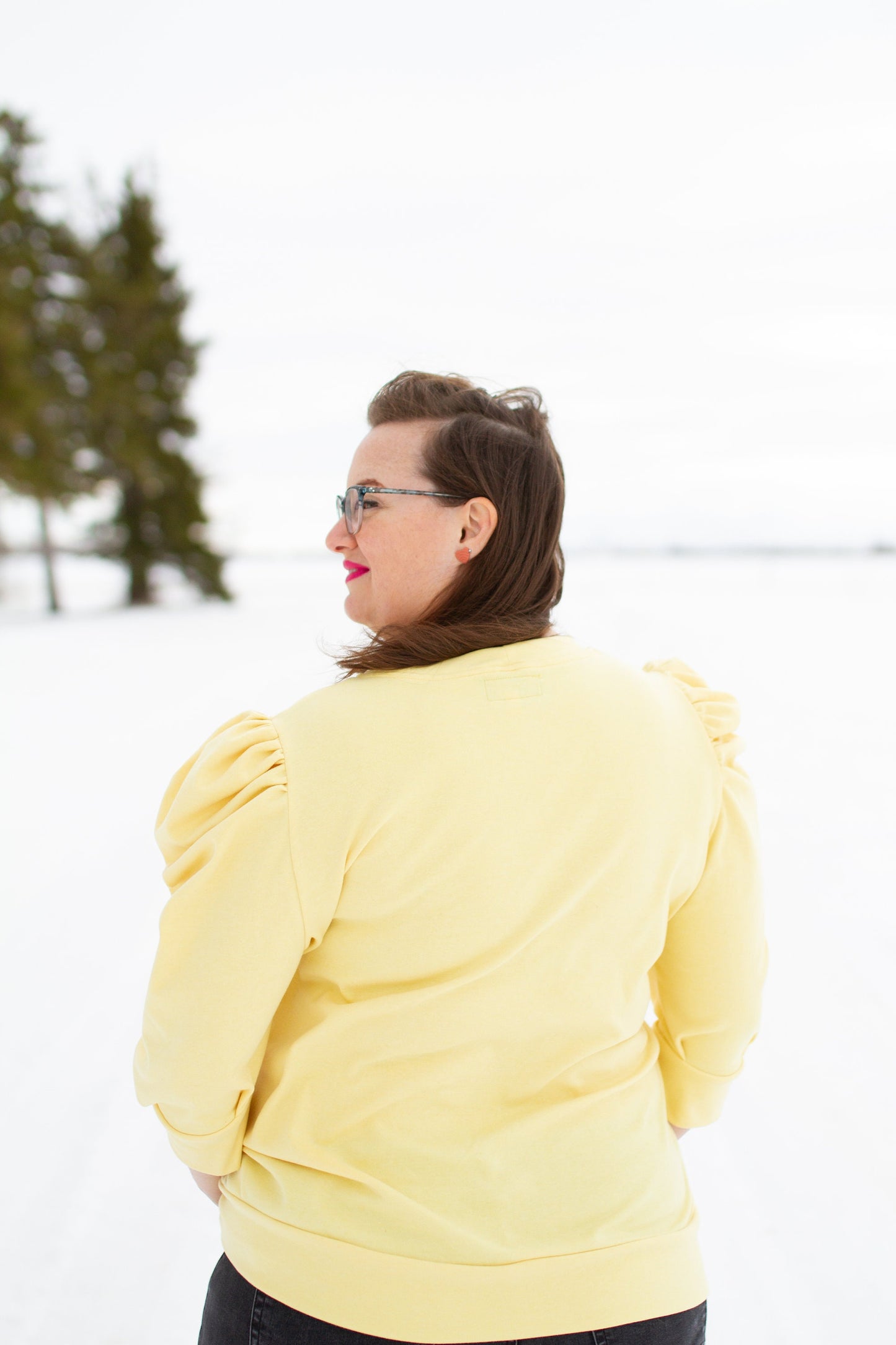 M - Yellow Puffed Sleeve Sweatshirt