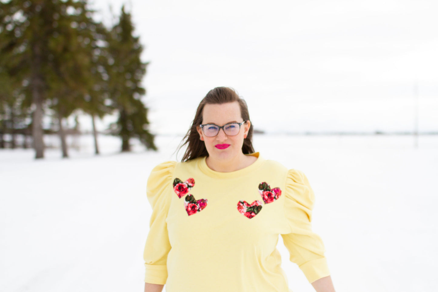 M - Yellow Puffed Sleeve Sweatshirt