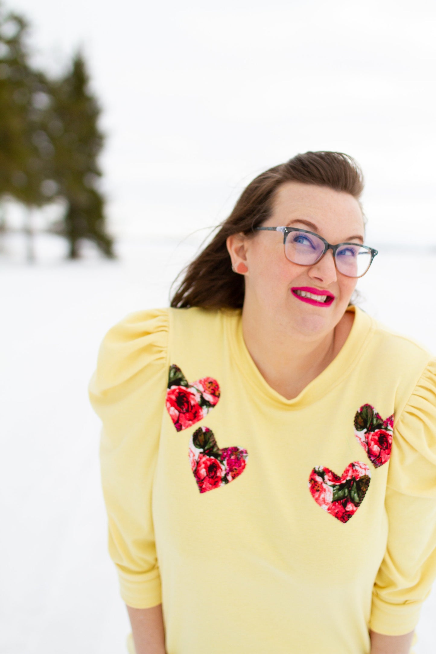 M - Yellow Puffed Sleeve Sweatshirt