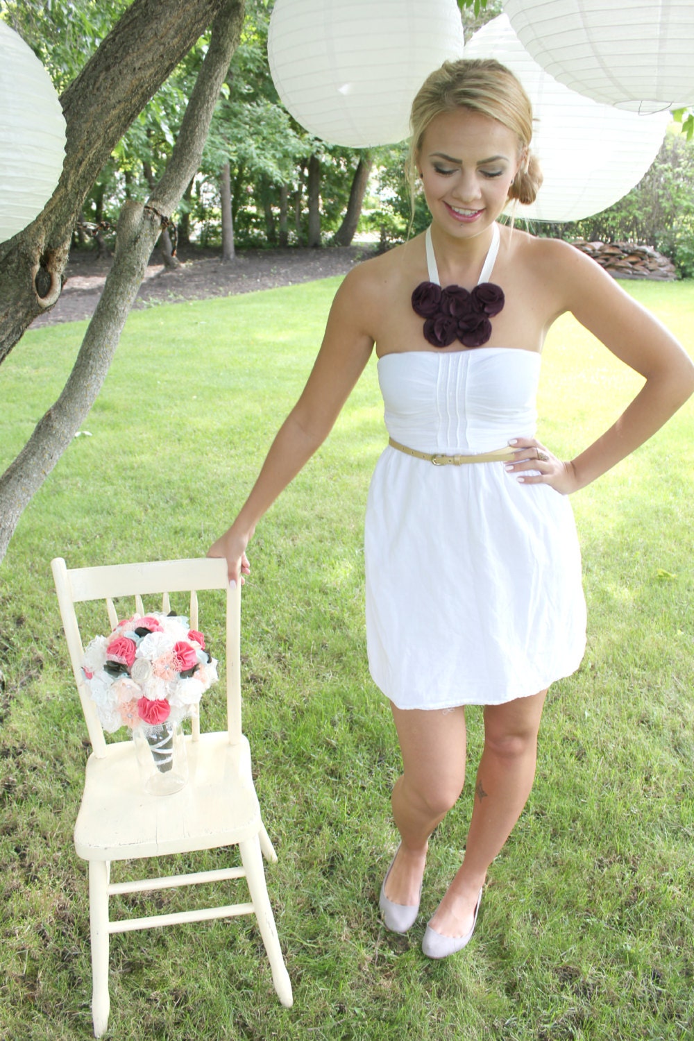 Floral Statement Necklace in Aubergene