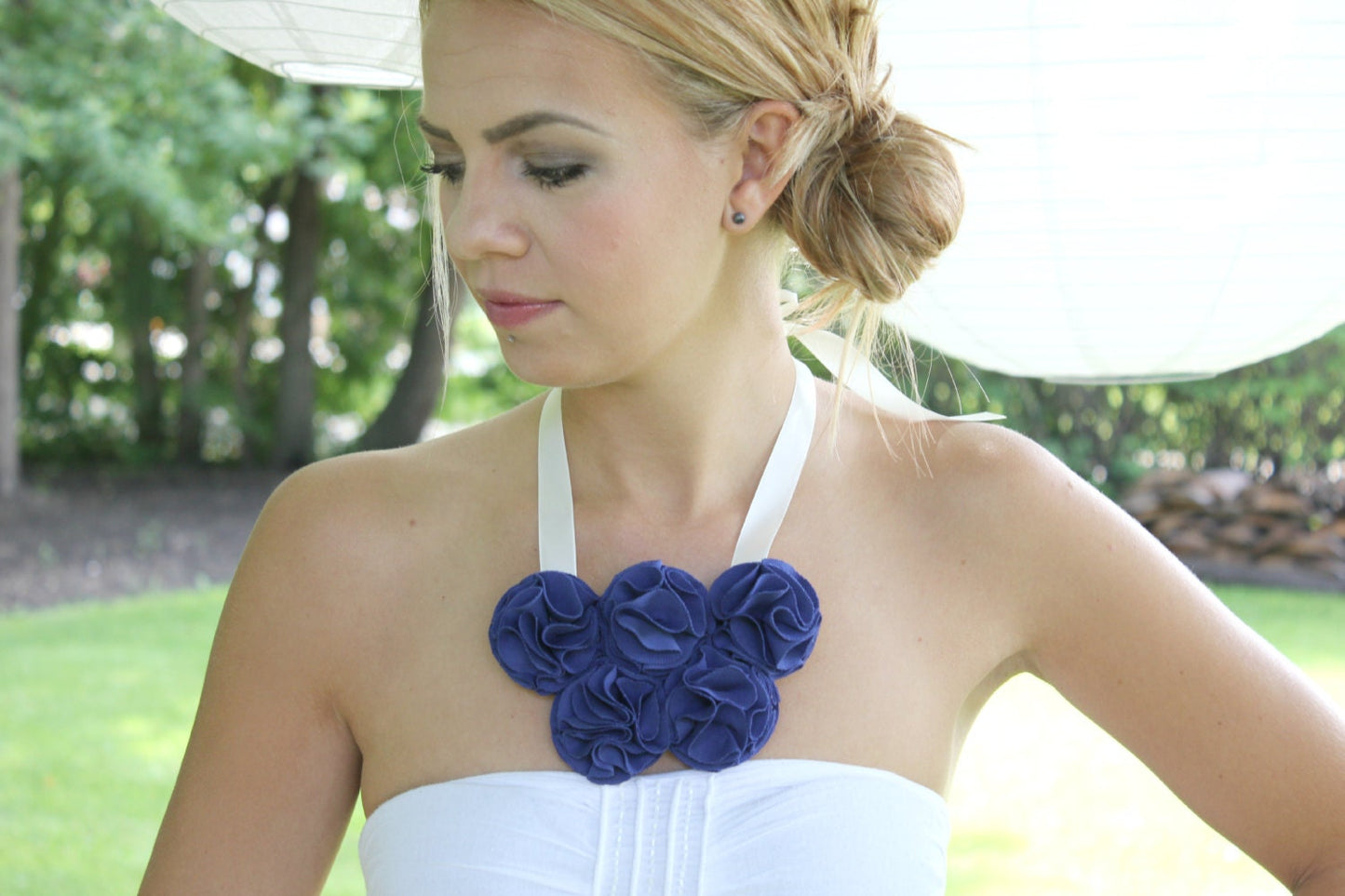 Flower Statement Necklace in Cerulean