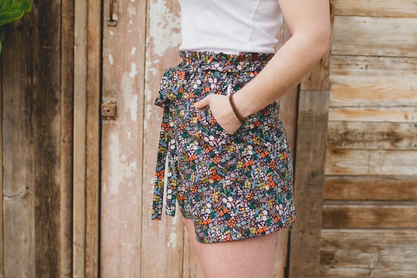 Paper Bag Waist Shorts - Floral Bouquet