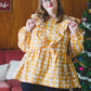 Custom Holiday Ruffle Top in Mustard Sweaters