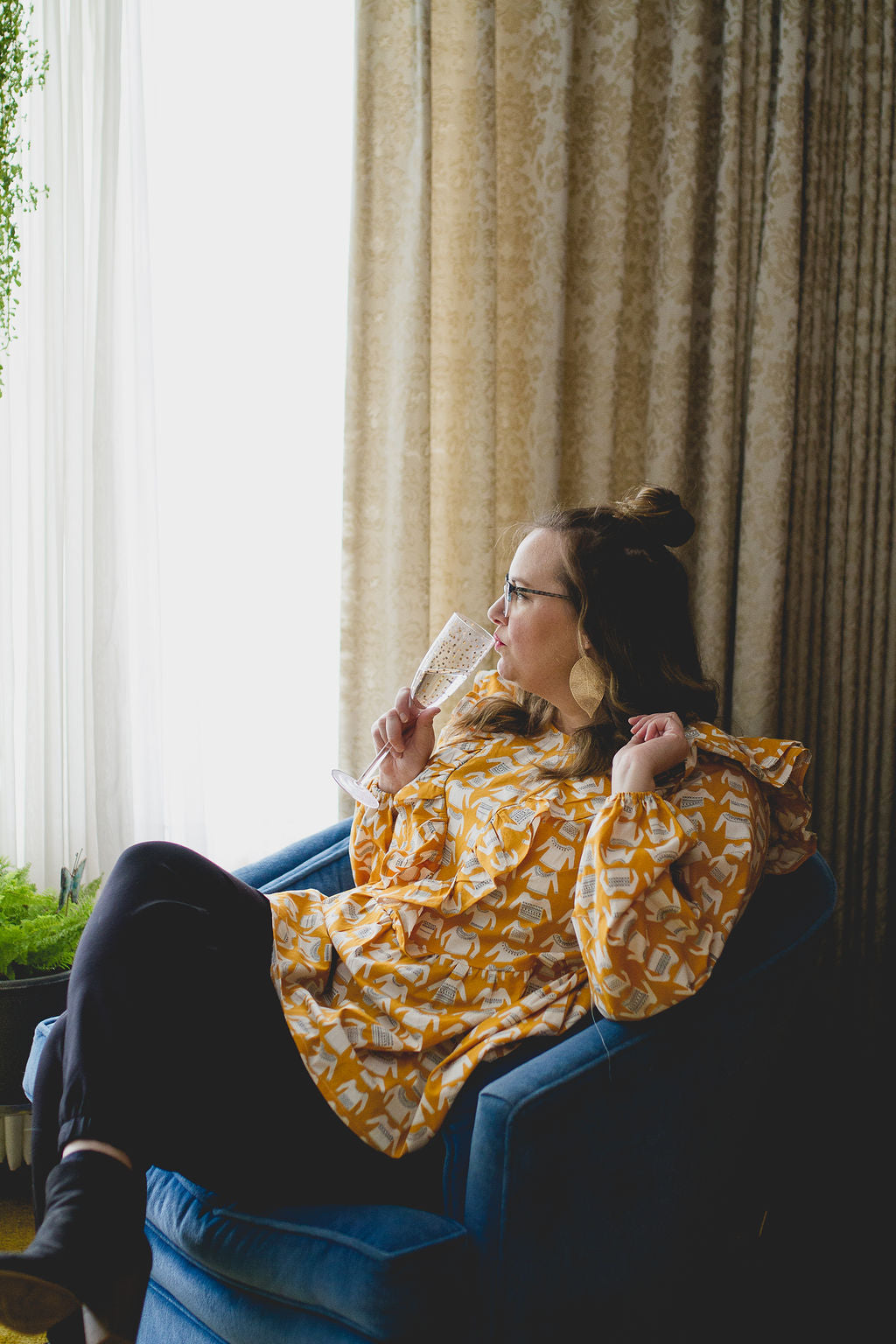 Custom Holiday Ruffle Top in Mustard Sweaters