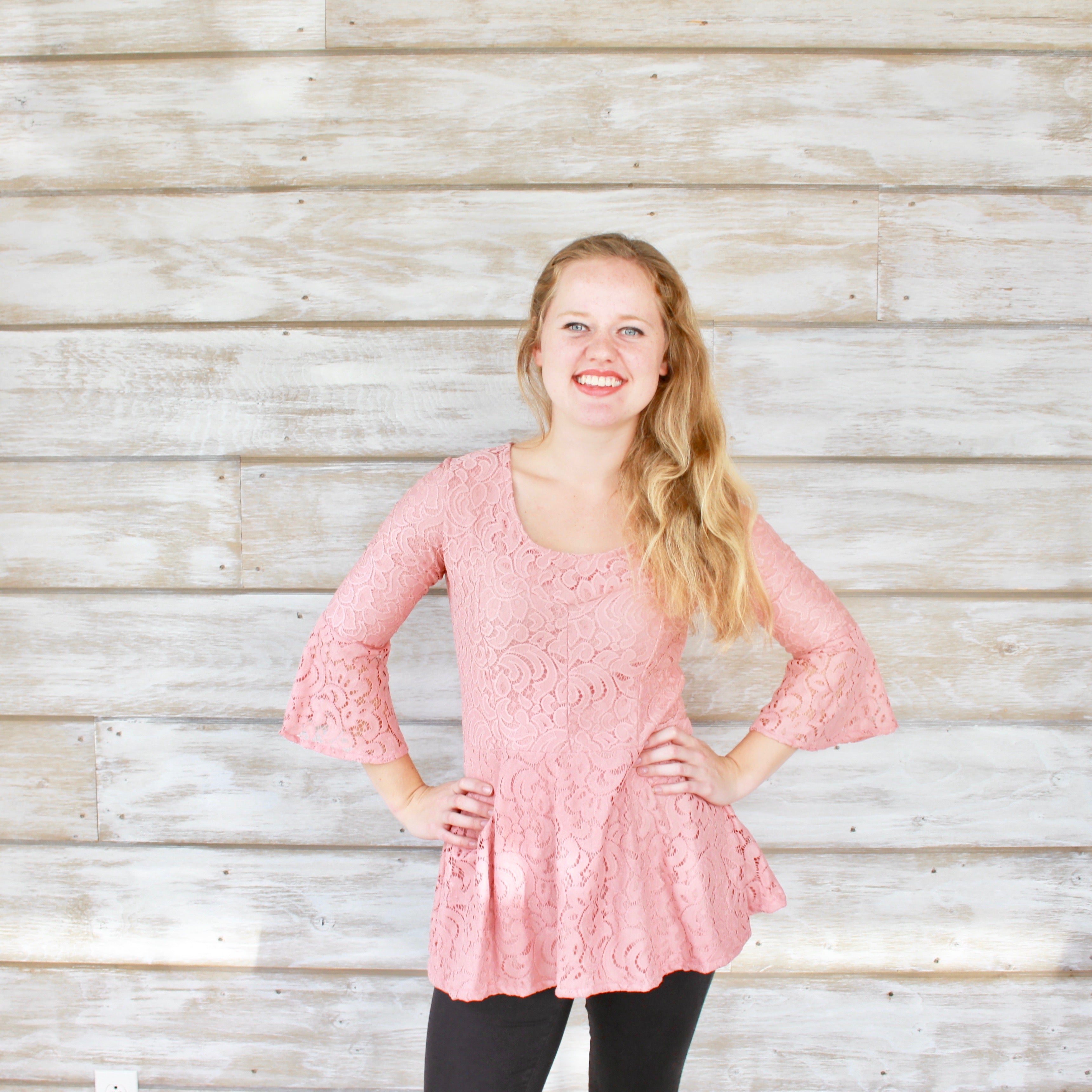 Pink lace sale peplum top