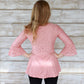 Pretty in Pink Lace Bell Sleeve Peplum Top